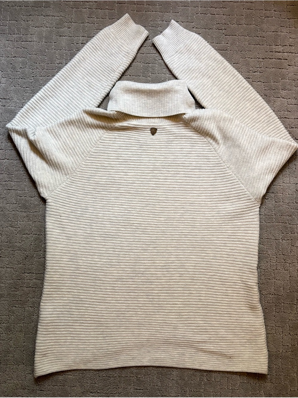 Kuhl Solace Merino Wool Women’s Cream Ribbed Cowl Turtleneck Sweater - Picture 6 of 9